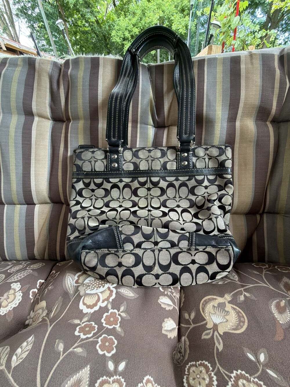 Coach Hamptons Signature Jacquard Medium Carryall Tote F13973
